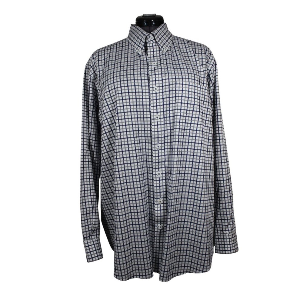 J. Hilburn men's Italian cotton flip cuff business casual windowpane check shirt